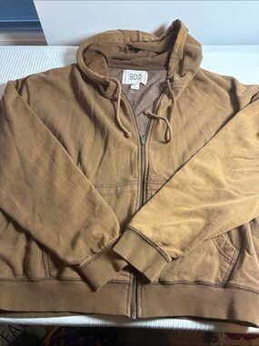 BDG Men’s Tan/Brown Zip-Up Hooded Sweatshirt